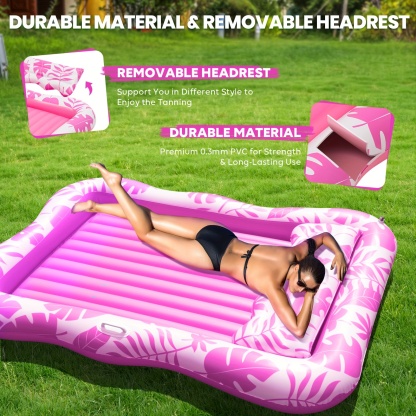 Adult Blow Up Pool Lounger Float Sun Tan Tub Sunbathing Pool Lounge Raft Floatie Toys Water Filled Bed Mat