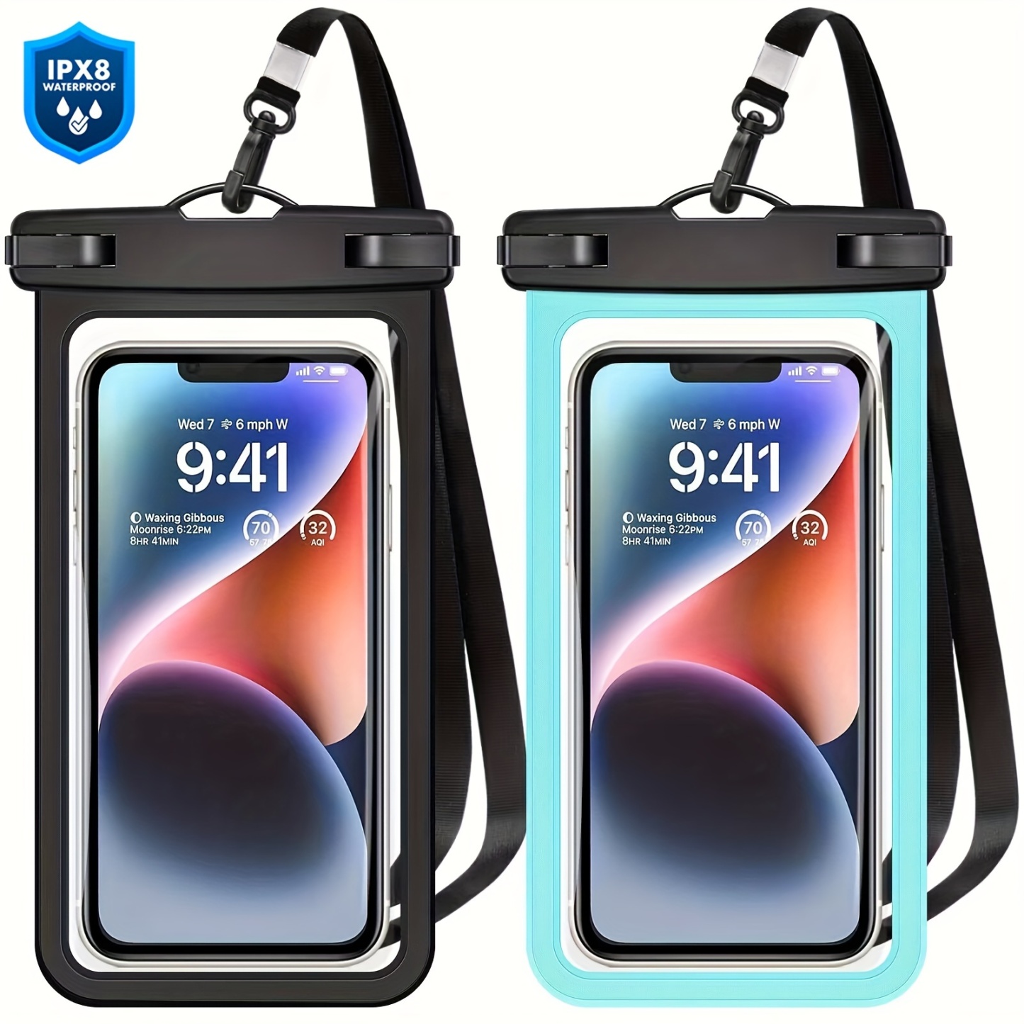 2 Pieces Waterproof Universal Phone Pouch - Up to 7.0" Waterproof Case for iPhone 14 13 12 11 Pro Max XS Plus Galaxy Cellphone - Beach Vacation Essentials Dry Bag