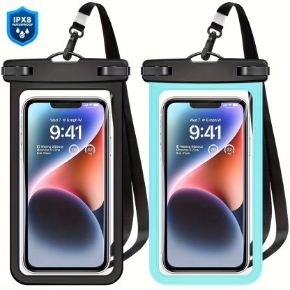 2 Pieces Waterproof Universal Phone Pouch - Up to 7.0" Waterproof Case for iPhone 14 13 12 11 Pro Max XS Plus Galaxy Cellphone - Beach Vacation Essentials Dry Bag