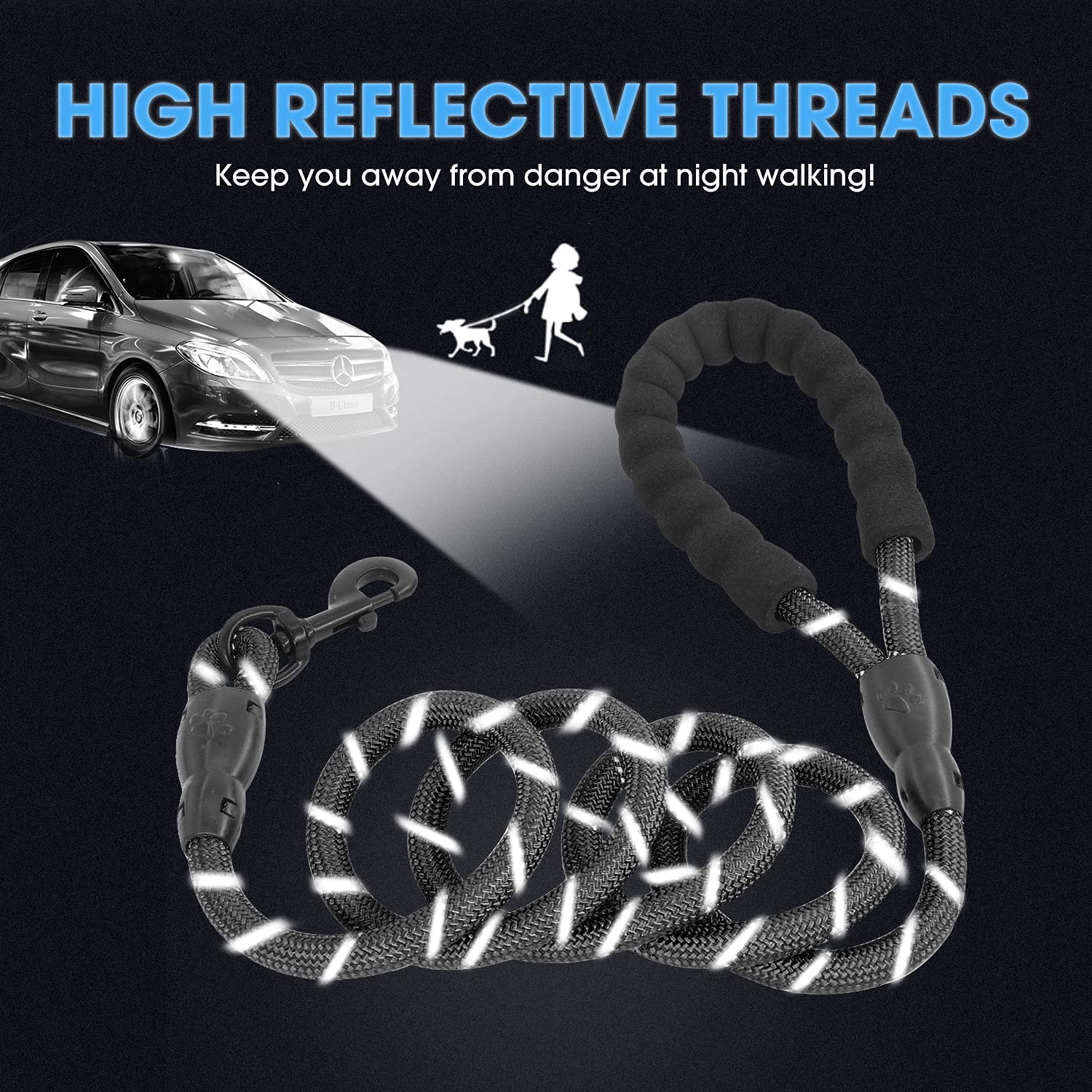 Reflective Dog Leash With Comfortable Padded Handle