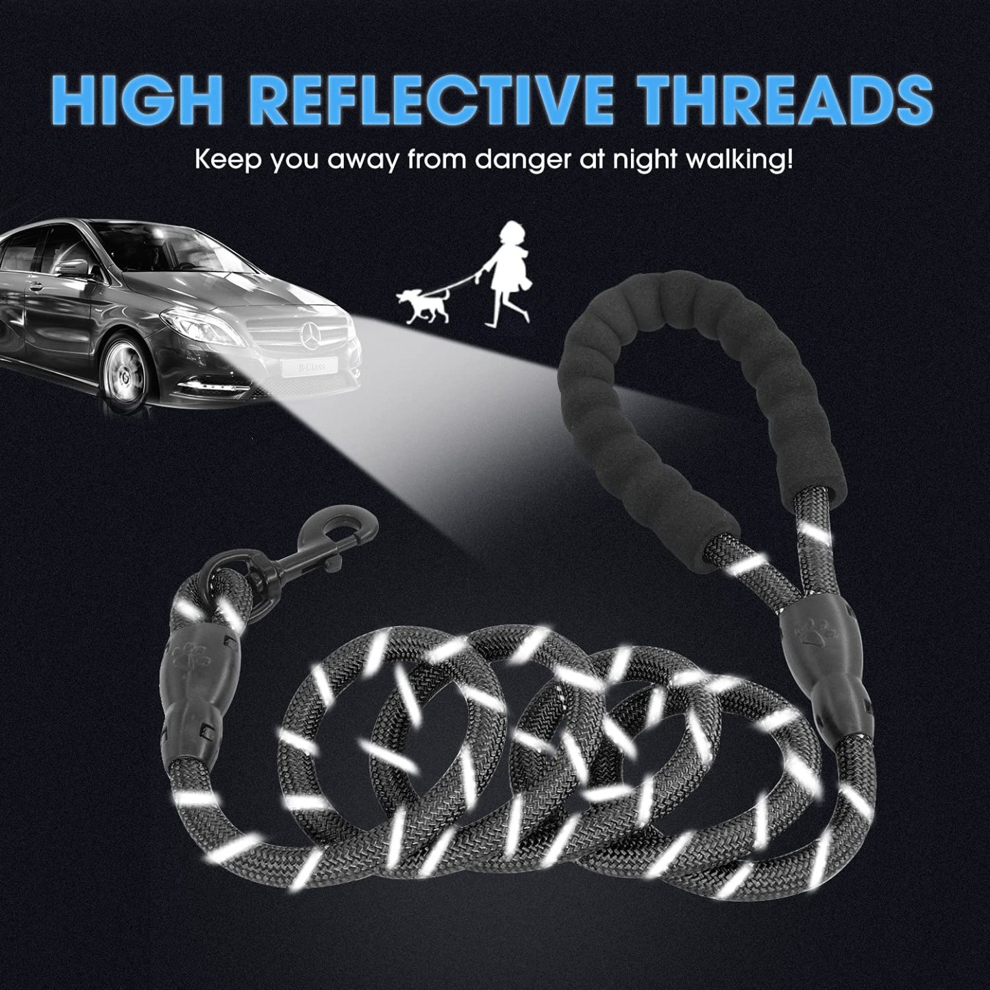Reflective Dog Leash With Comfortable Padded Handle