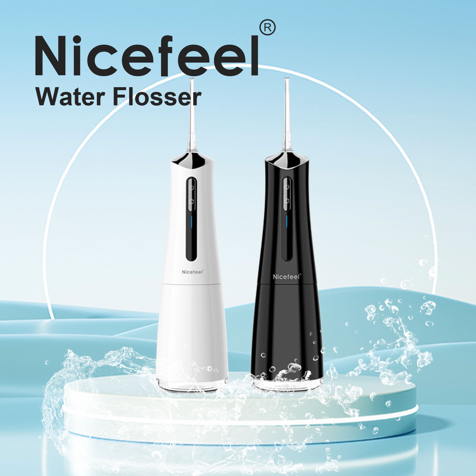 Nicefeel Water Dental Flosser Pick for Teeth 3 Modes Cordless Portable Water Teeth Cleaner Ipx7 Waterproof Oral Irrigator 300ml Tank Water Teeth Cleaner Rechargeable Flossing (Black, 4 Modes)