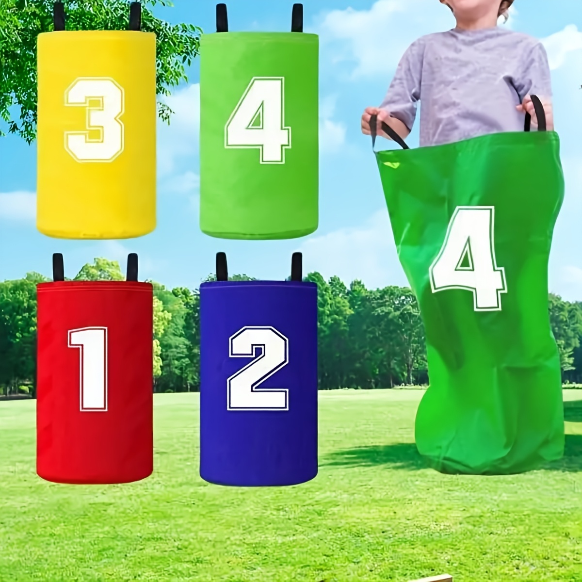 Set of 4 Outdoor Jumping Bags for Potato Sack Races, Perfect for Carnival Party Games And Racing Activities