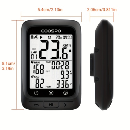 BC107 Bike Computer GPS Wireless Bicycle Odometer Speedometer 2.4inch BlE5.0 ANT+ GPS+BDS