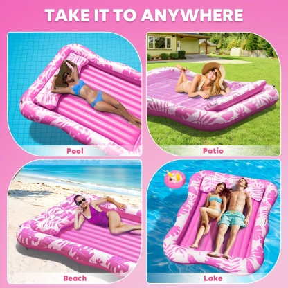 Adult Blow Up Pool Lounger Float Sun Tan Tub Sunbathing Pool Lounge Raft Floatie Toys Water Filled Bed Mat