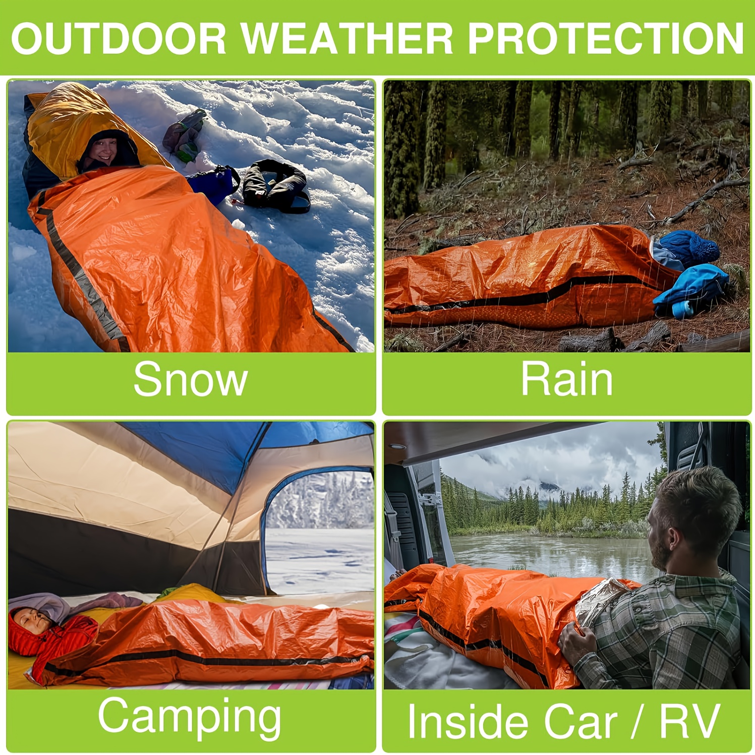 2pcs Portable Emergency Survival Sleeping Bag Camping & Travel