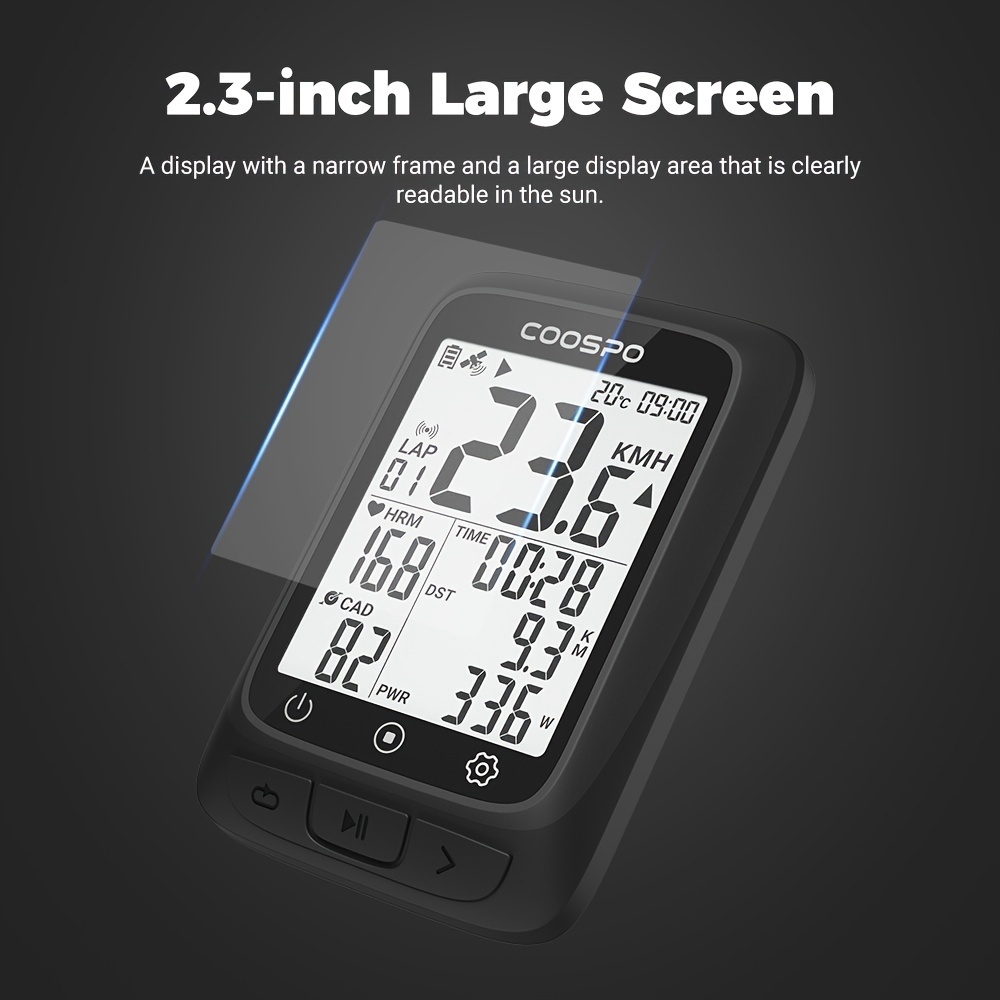 BC107 Bike Computer GPS Wireless Bicycle Odometer Speedometer 2.4inch BlE5.0 ANT+ GPS+BDS