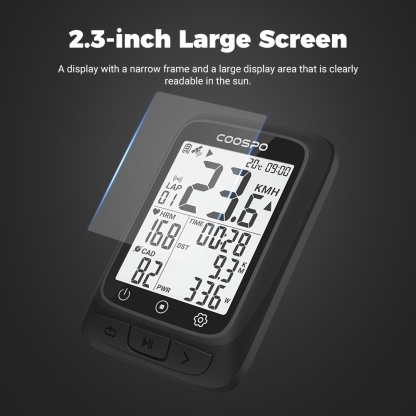 BC107 Bike Computer GPS Wireless Bicycle Odometer Speedometer 2.4inch BlE5.0 ANT+ GPS+BDS
