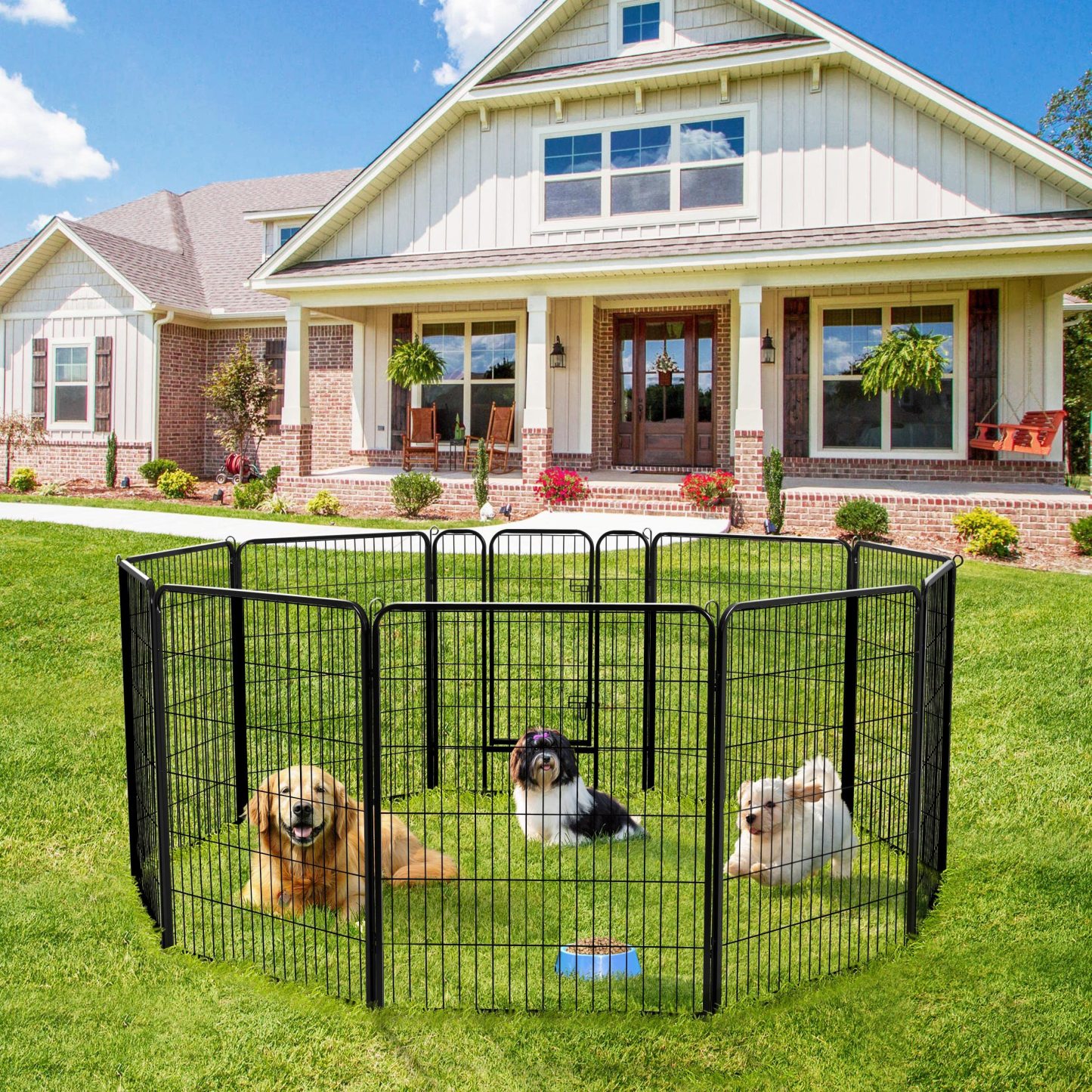 8 Panels Pet Dog Fence Puppy Training Cage Stretch Folding Fence Game Fence Safety Fence