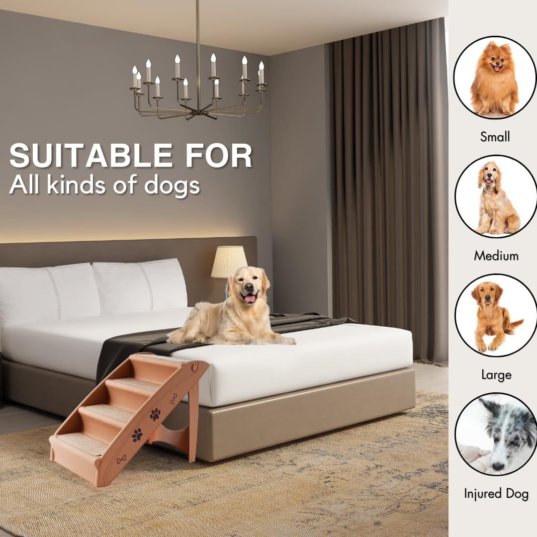 Pet Dog Stairs Foldable Nonslip Dog Steps for Small Pet Dogs Cats at Home and Vehicle Ramp Ladder for High Beds Sofa