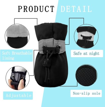 4pcs Water-Resistant Dog Shoes Anti-Slip Sole Dog Boots & Paw Protector