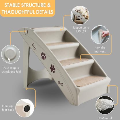 Pet Dog Stairs Foldable Nonslip Dog Steps for Small Pet Dogs Cats at Home and Vehicle Ramp Ladder for High Beds Sofa