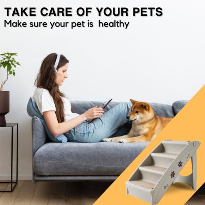 Pet Dog Stairs Foldable Nonslip Dog Steps for Small Pet Dogs Cats at Home and Vehicle Ramp Ladder for High Beds Sofa