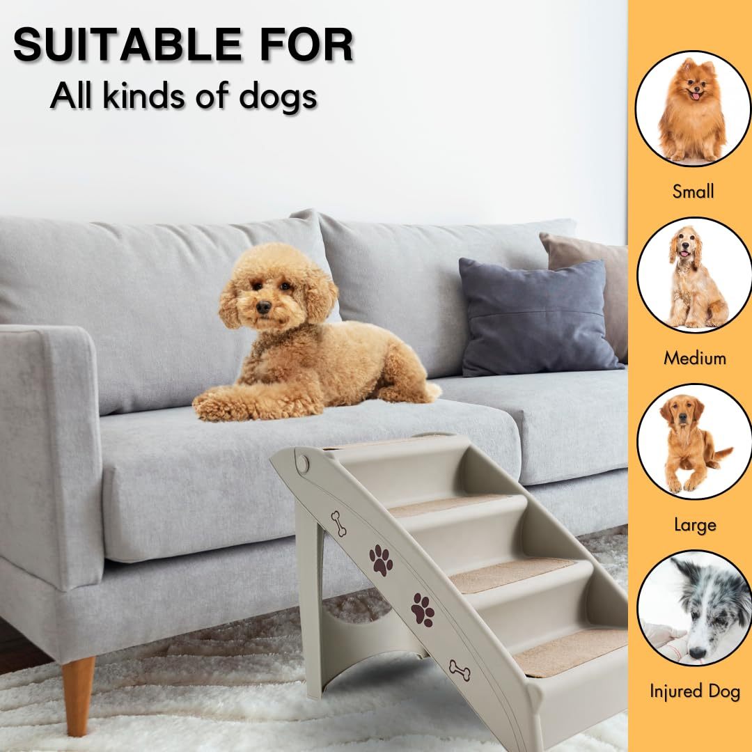 Pet Dog Stairs Foldable Nonslip Dog Steps for Small Pet Dogs Cats at Home and Vehicle Ramp Ladder for High Beds Sofa