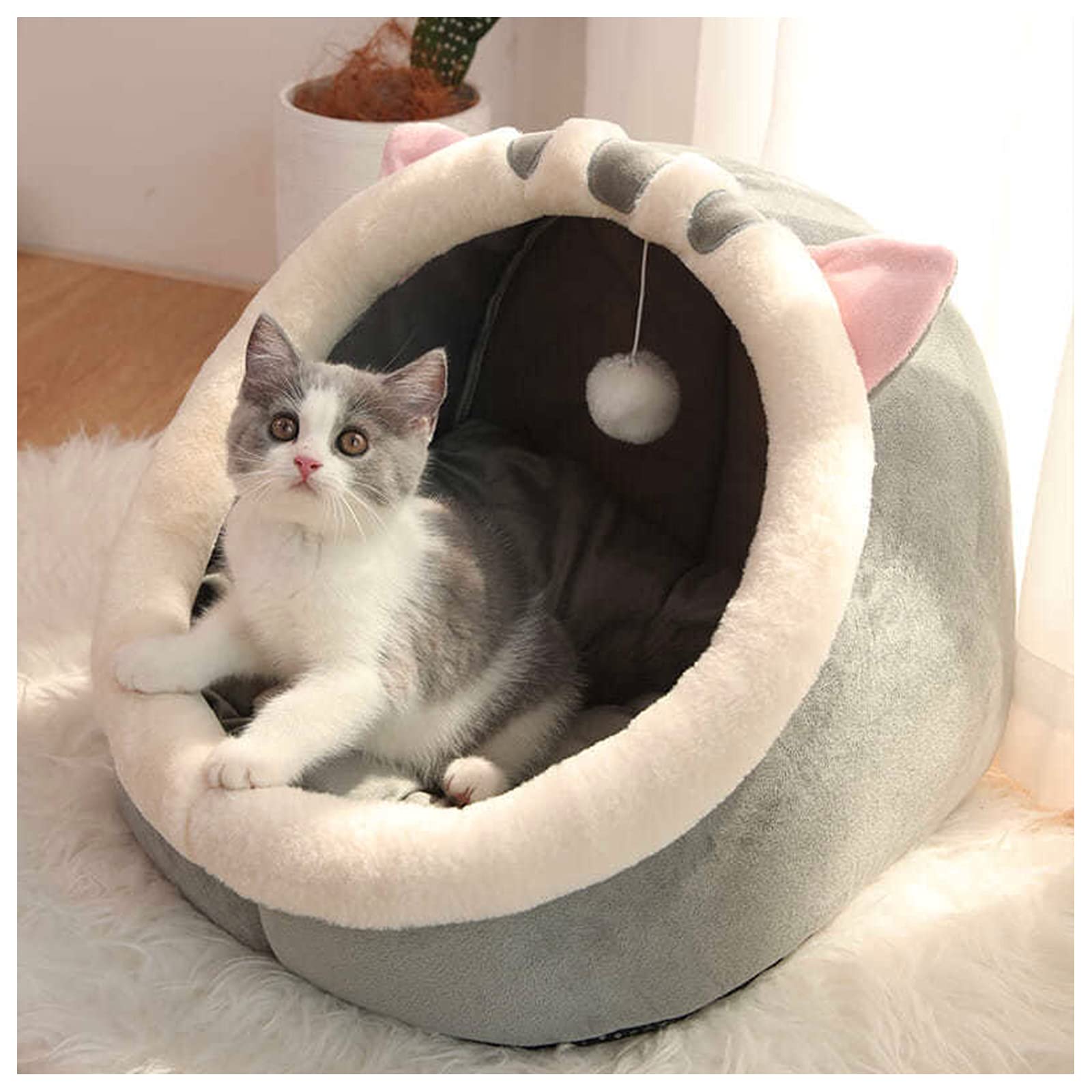 Soft Plush Cat House with Cushion 