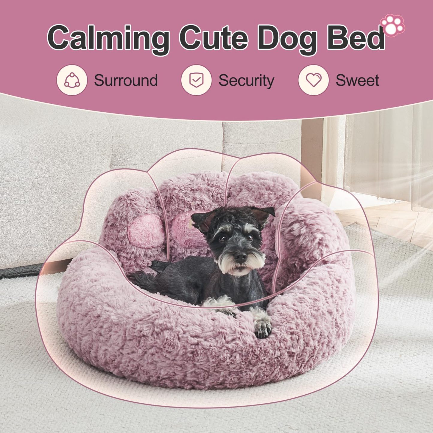 [Cozy | Plush] Soft Faux Fur Cozy Plush Paw-Shaped Pet Bed 