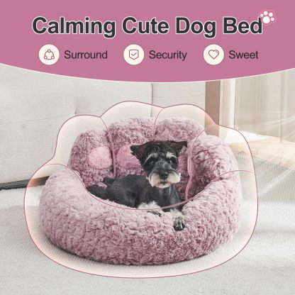[Cozy | Plush] Soft Faux Fur Cozy Plush Paw-Shaped Pet Bed 