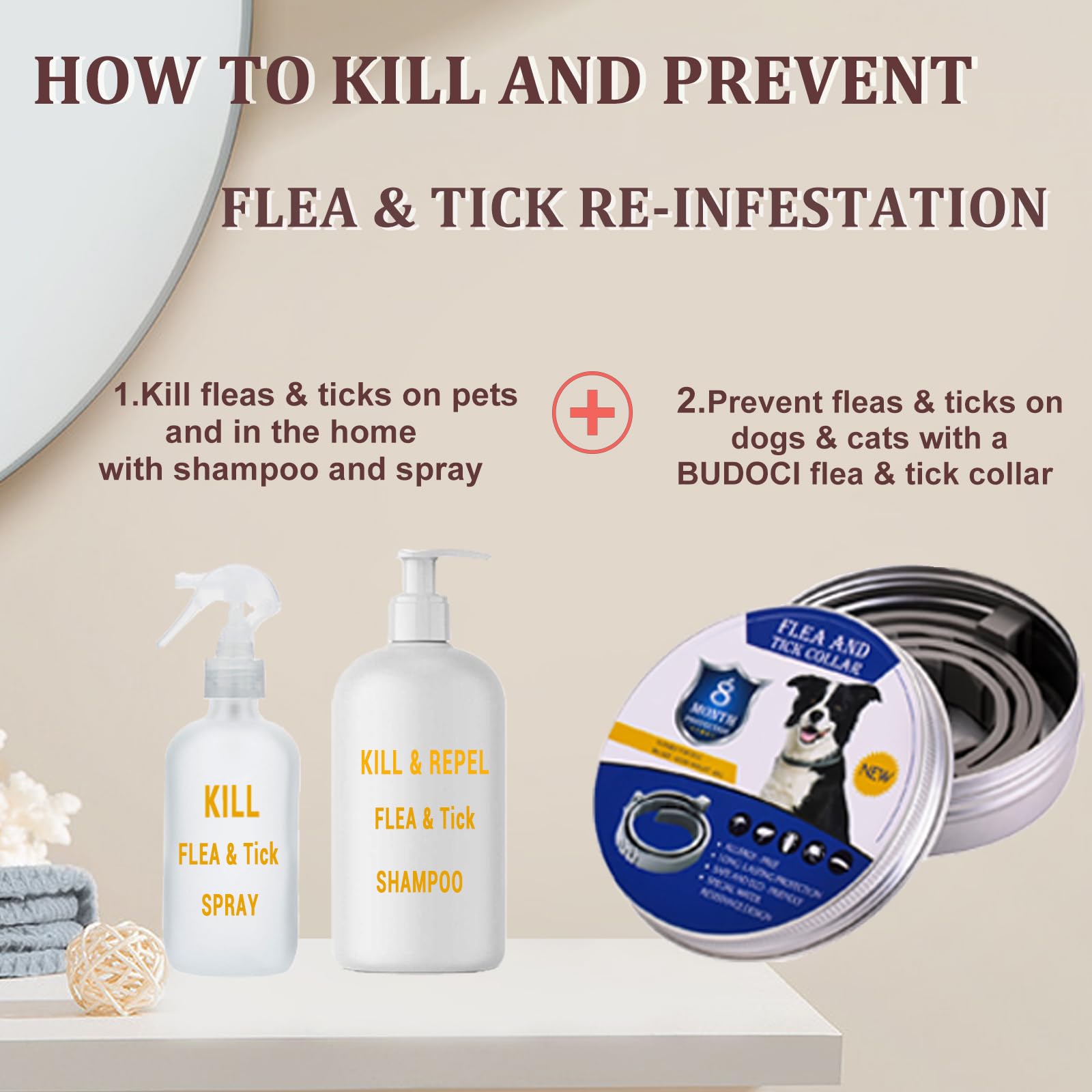 Pet Flea and Tick Treatment and Prevention Collars