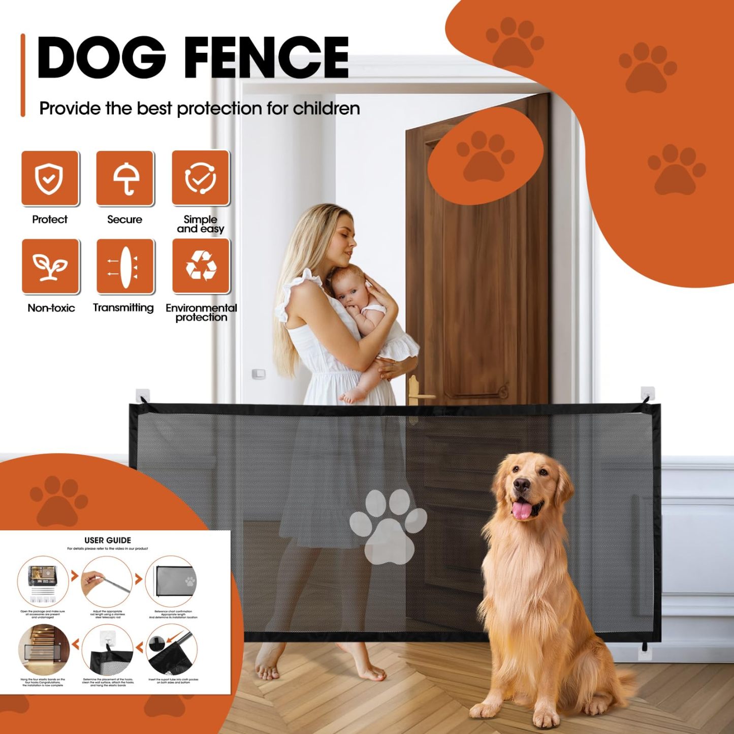 Secure Portable Pet Safety Gate For Doorways