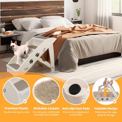 Pet Dog Stairs Foldable Nonslip Dog Steps for Small Pet Dogs Cats at Home and Vehicle Ramp Ladder for High Beds Sofa
