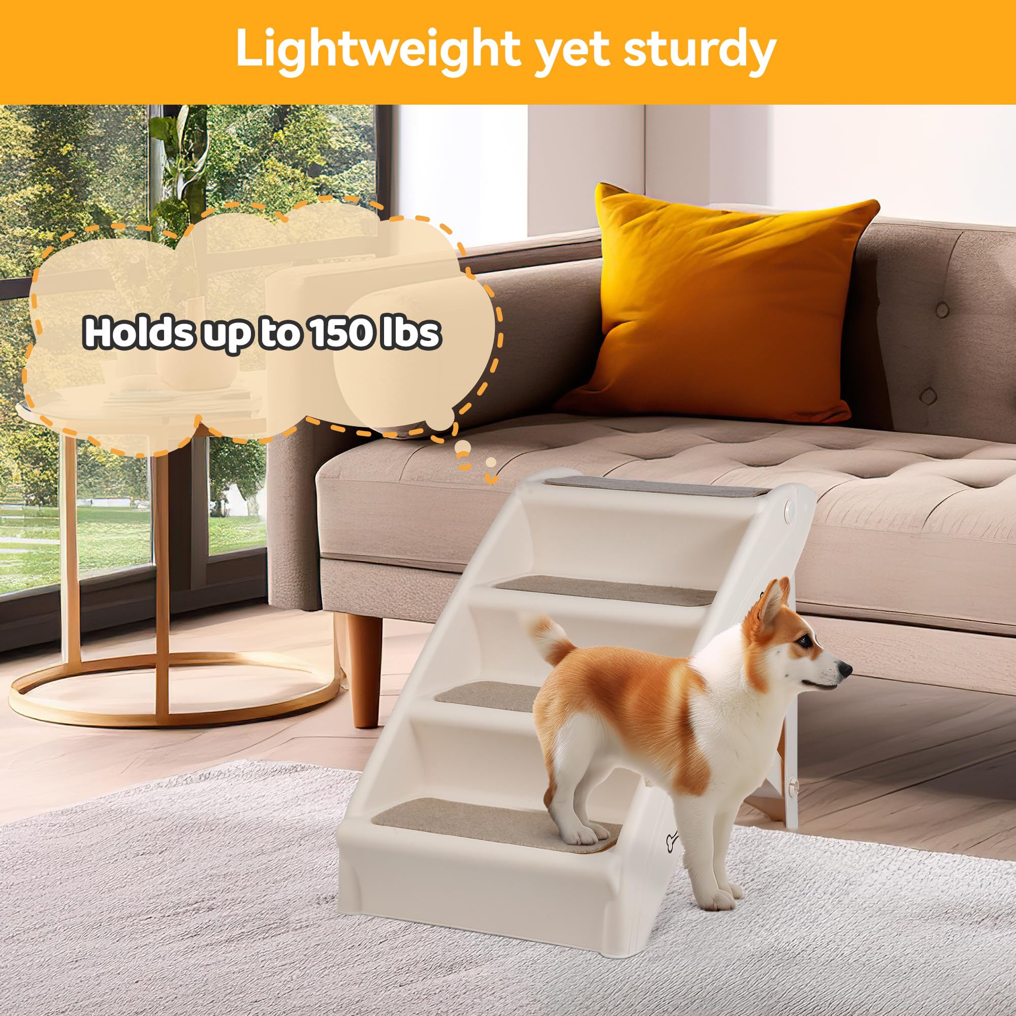Pet Dog Stairs Foldable Nonslip Dog Steps for Small Pet Dogs Cats at Home and Vehicle Ramp Ladder for High Beds Sofa