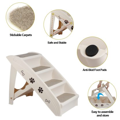 Pet Dog Stairs Foldable Nonslip Dog Steps for Small Pet Dogs Cats at Home and Vehicle Ramp Ladder for High Beds Sofa