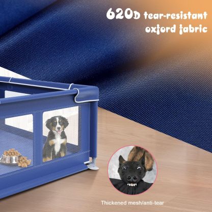 Dog Playpen 42 × 42 Inch, Puppy PlayPen with Gate for Puppies, Cat, Small and Medium Dogs, Pet PlayPen with Roof for Outdoors & Indoors, Thickened Fabric, Safe & Sturdy Dog Fence