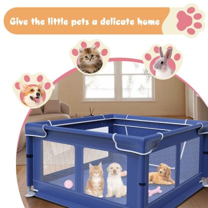 Dog Playpen 42 × 42 Inch, Puppy PlayPen with Gate for Puppies, Cat, Small and Medium Dogs, Pet PlayPen with Roof for Outdoors & Indoors, Thickened Fabric, Safe & Sturdy Dog Fence