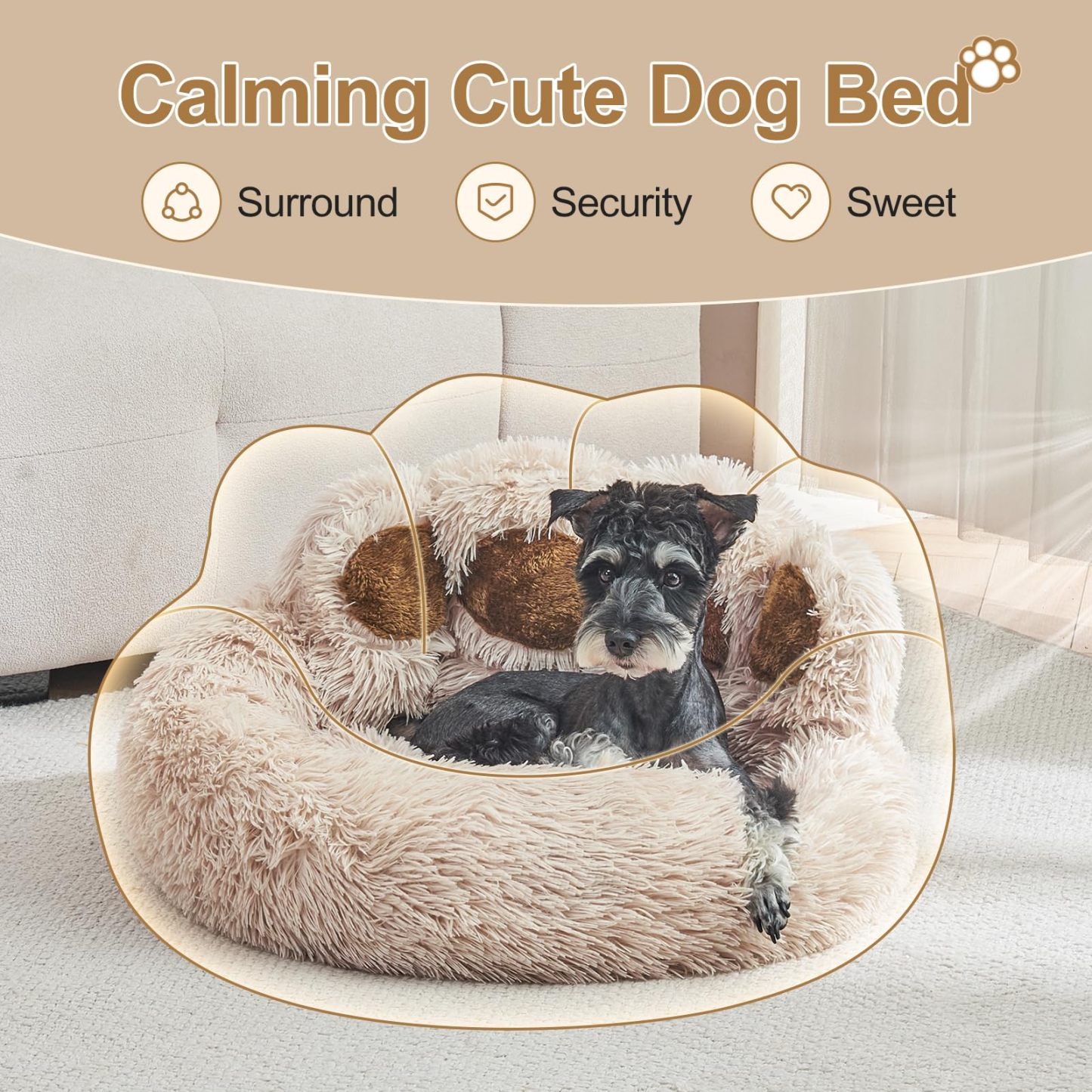 [Cozy | Plush] Soft Faux Fur Cozy Plush Paw-Shaped Pet Bed 