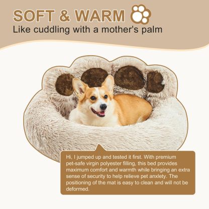 [Cozy | Plush] Soft Faux Fur Cozy Plush Paw-Shaped Pet Bed 