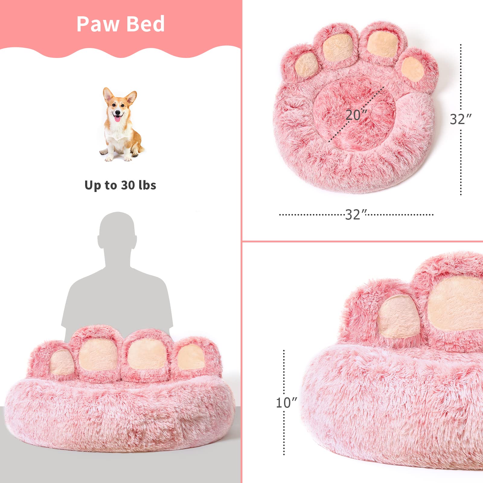[Cozy | Plush] Soft Faux Fur Cozy Plush Paw-Shaped Pet Bed 