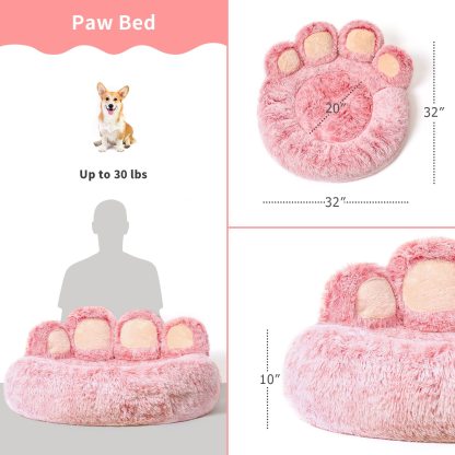 [Cozy | Plush] Soft Faux Fur Cozy Plush Paw-Shaped Pet Bed 