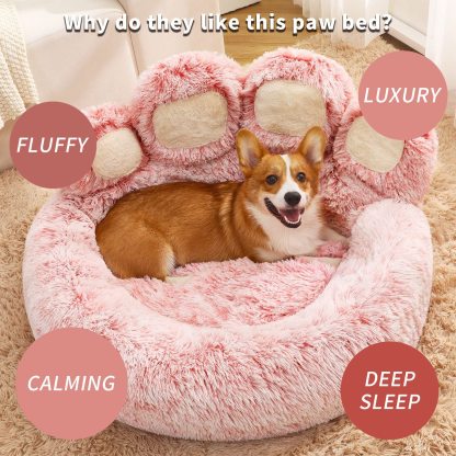 [Cozy | Plush] Soft Faux Fur Cozy Plush Paw-Shaped Pet Bed 