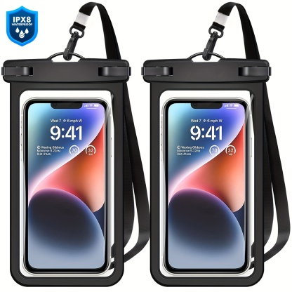 2 Pieces Waterproof Universal Phone Pouch - Up to 7.0" Waterproof Case for iPhone 14 13 12 11 Pro Max XS Plus Galaxy Cellphone - Beach Vacation Essentials Dry Bag