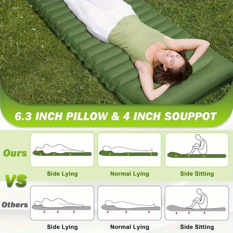 UltraComfort Inflatable Sleeping Pad with Built-in Foot Pump - 4 Extra Thickness