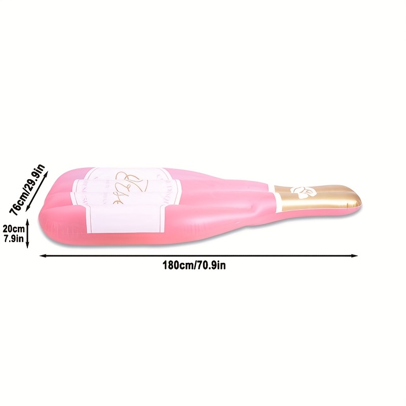 1pc Giant Inflatable Champagne Bottle Pool Float - Pink Rose Golden Accent Design