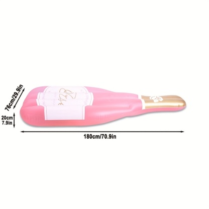 1pc Giant Inflatable Champagne Bottle Pool Float - Pink Rose Golden Accent Design