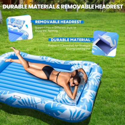 Adult Blow Up Pool Lounger Float Sun Tan Tub Sunbathing Pool Lounge Raft Floatie Toys Water Filled Bed Mat