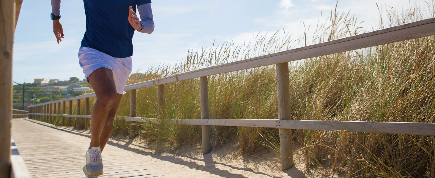 BODYPROX Patella Knee Straps - Man running on trail