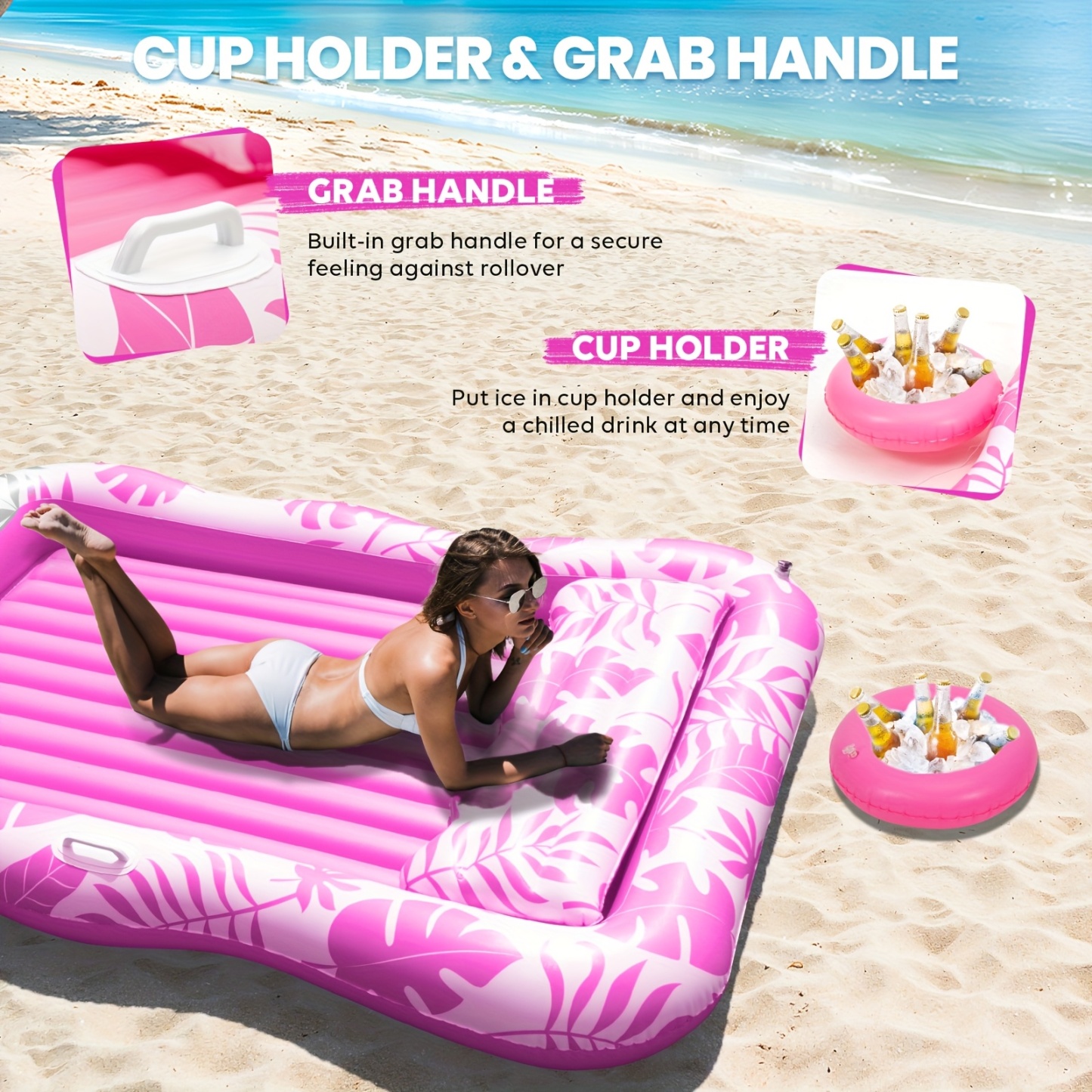 Adult Blow Up Pool Lounger Float Sun Tan Tub Sunbathing Pool Lounge Raft Floatie Toys Water Filled Bed Mat