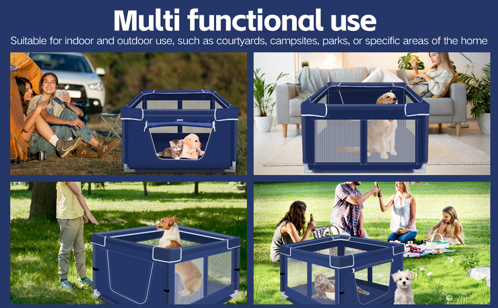 42x42x25.6 Inches Foldable Portable Soft Puppy Playpen with Gate