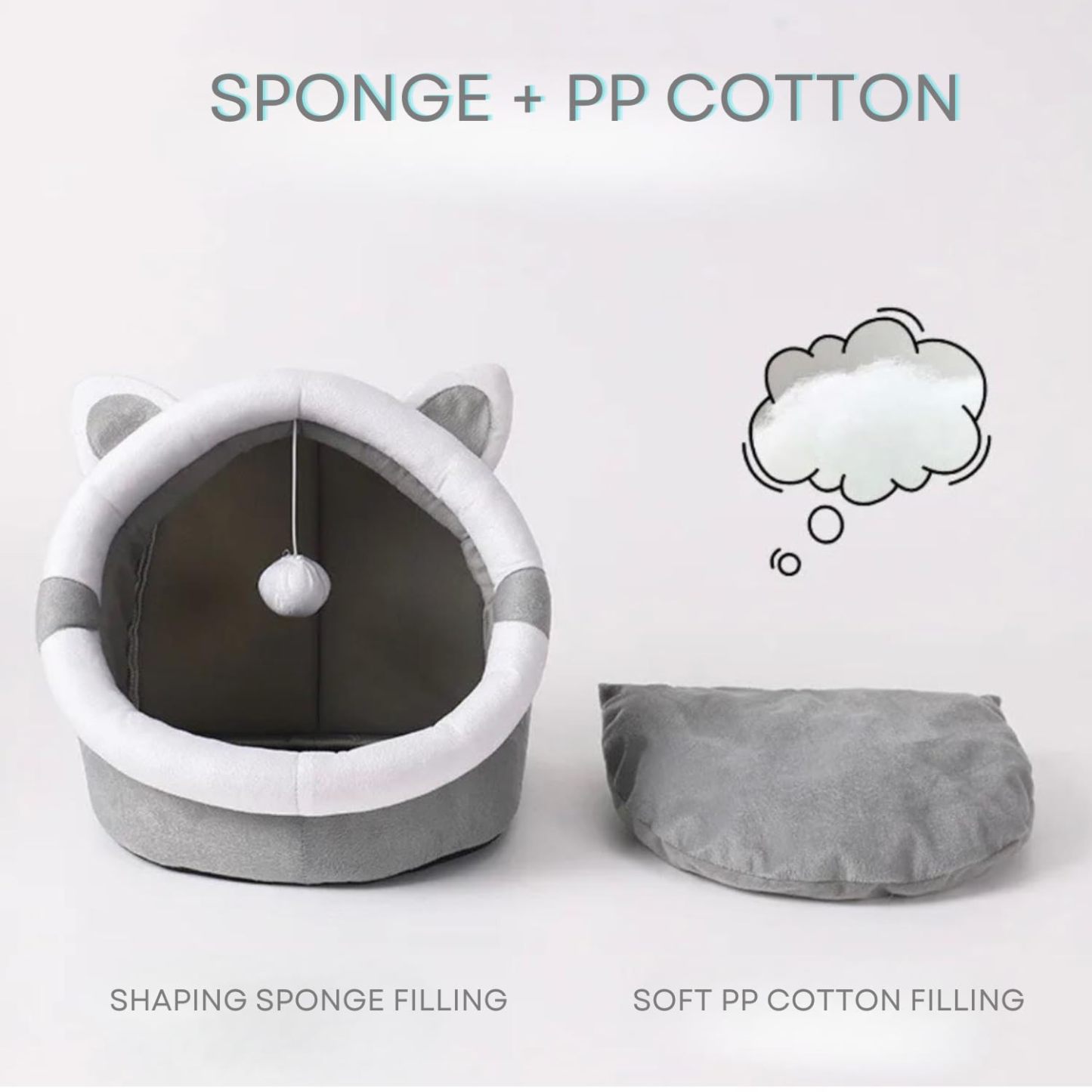 Cozy Cartoon Cat Cave Bed 