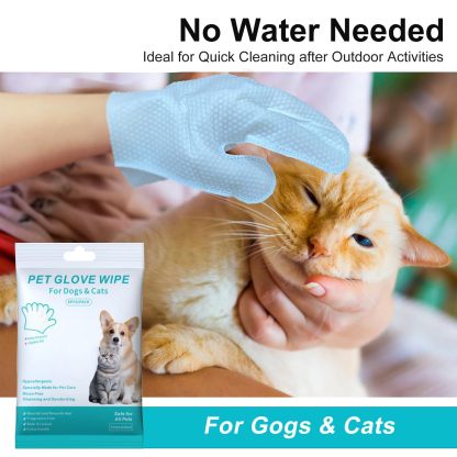 Cats & Dog Washing Gloves, Dog Wipes Cleaning Deodorizing Grooming Gloves Rinse-Free Pet Wipes