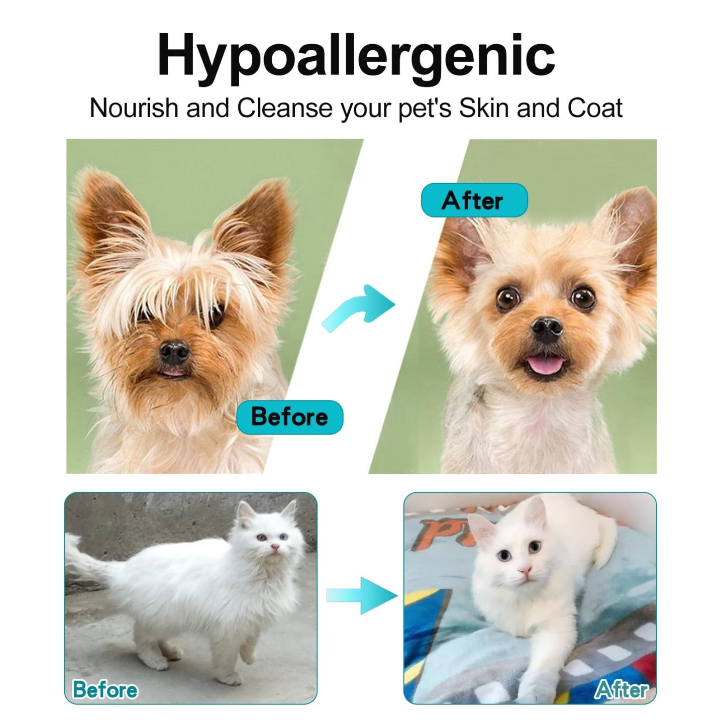 Cats & Dog Washing Gloves, Dog Wipes Cleaning Deodorizing Grooming Gloves Rinse-Free Pet Wipes
