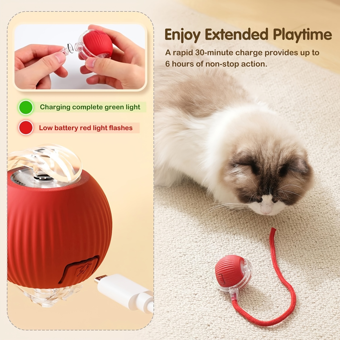 Smart Electric Cat Ball Toy with Rope