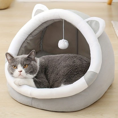Cozy Cartoon Cat Cave Bed 