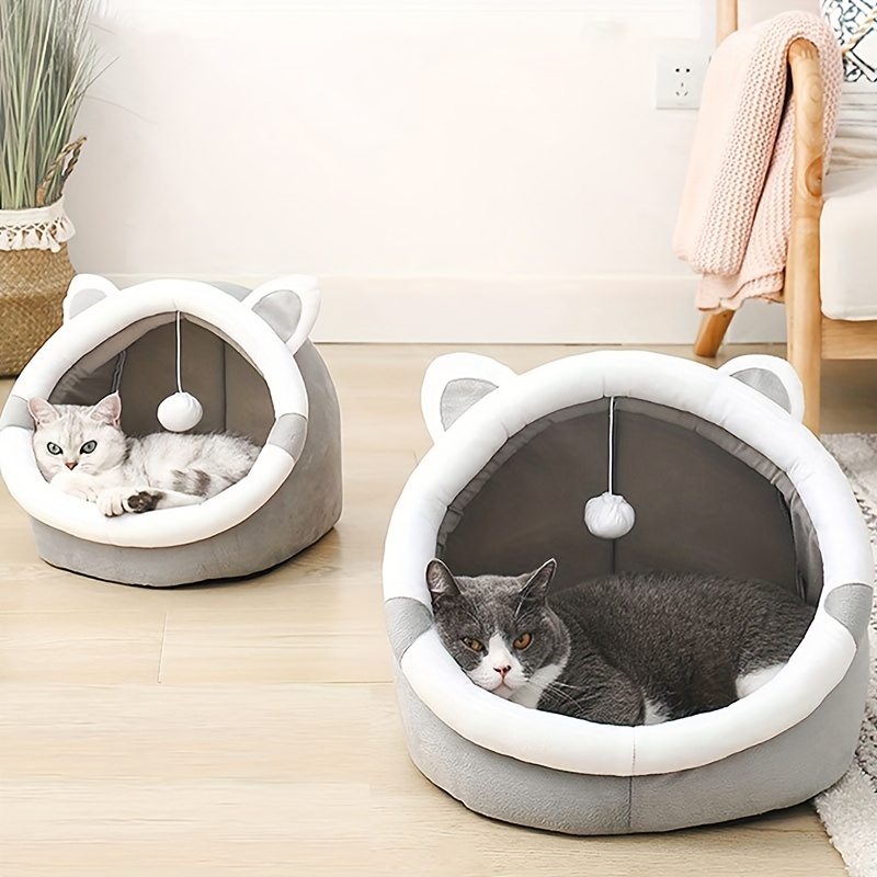 Cozy Cartoon Cat Cave Bed 