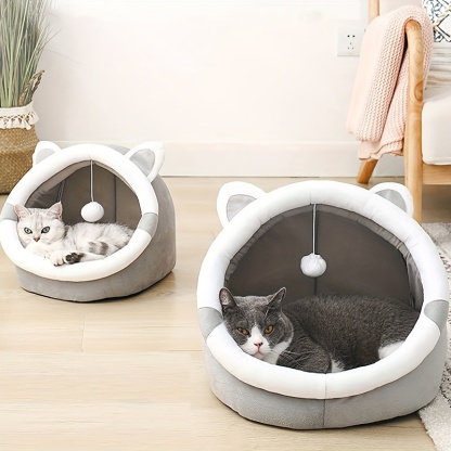 Cozy Cartoon Cat Cave Bed 