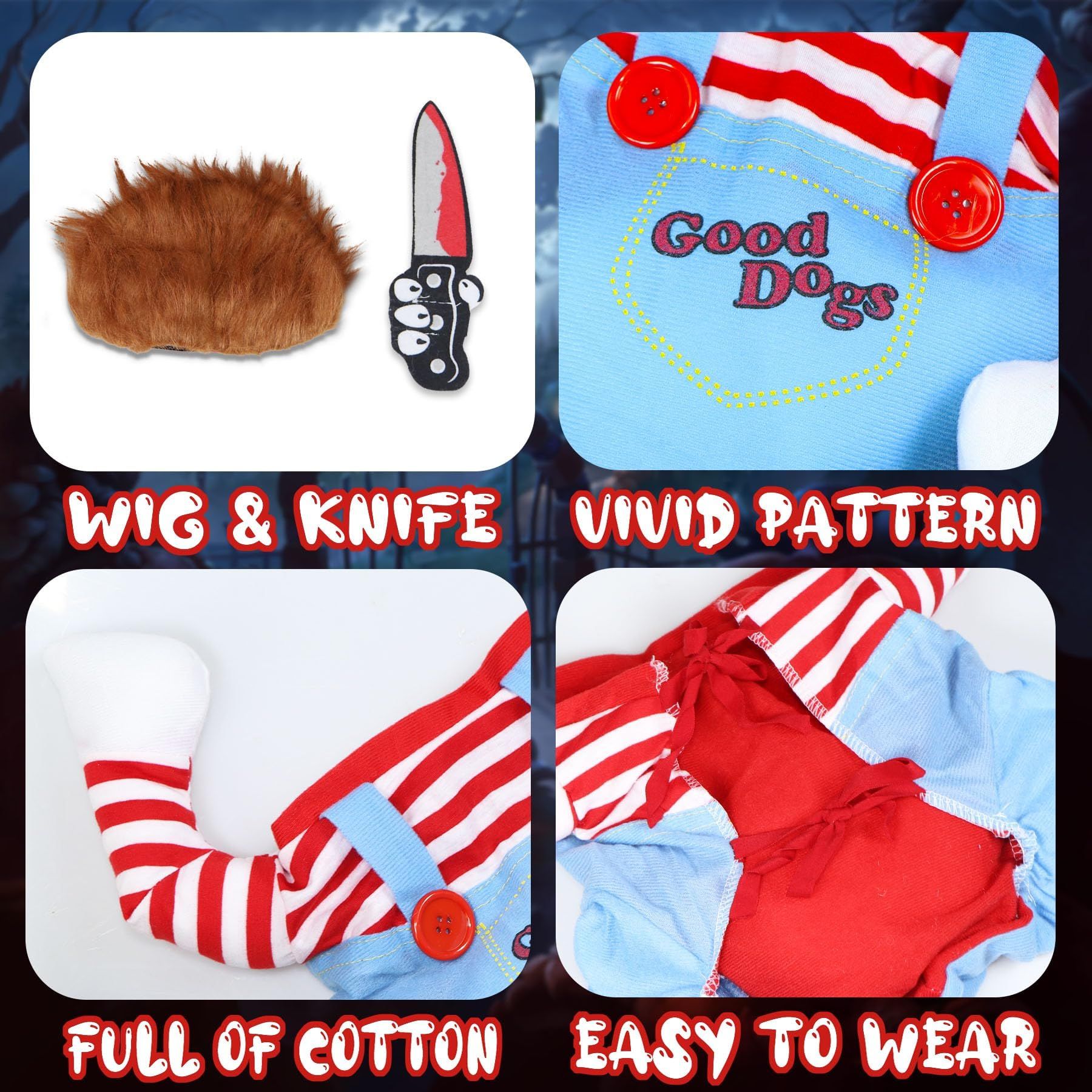 Pet Deadly Doll Dog Clothes for Small Large Extra Large Dogs Pets