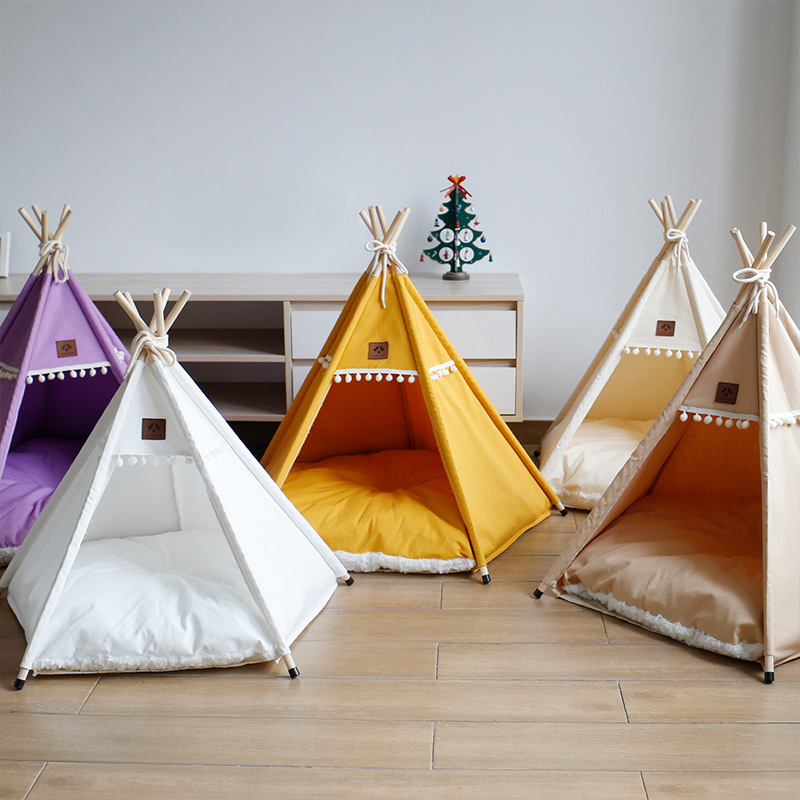 Stylish And Simple Elevated Solid Wood Four Seasons Pet Cat And Dog Tent Portable Dog House